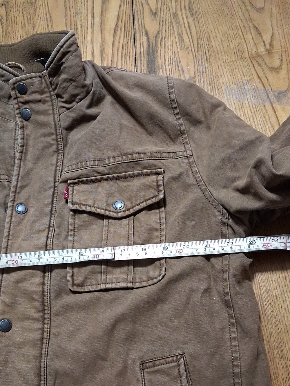 LEVI'S STRAUSS JACKET Jean Men LARGE BROWN Trucker ? Denim Used Coat LINED - Picture 5 of 7